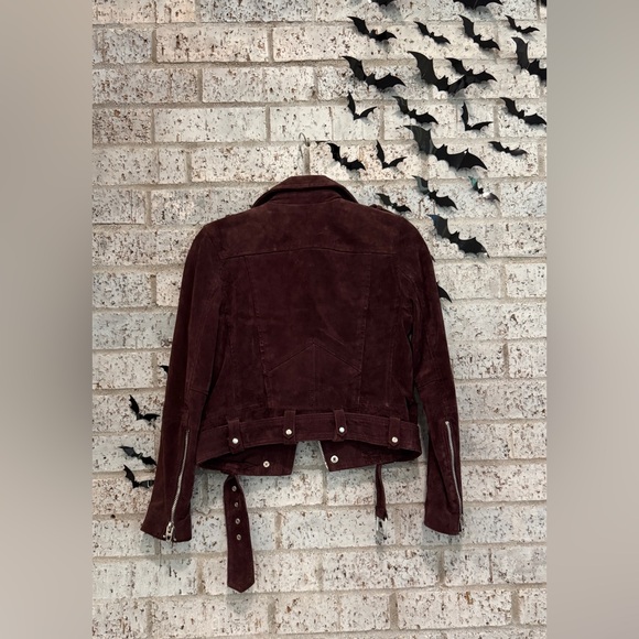 Blank NYC genuine suede jacket in burgundy leather - Picture 5 of 13